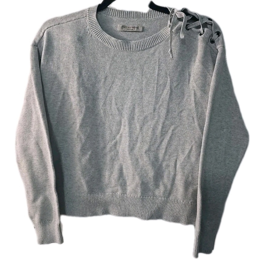 AllSaints Light Gray Revo Lace Jumper Pullover Sweater Women's Size Medium